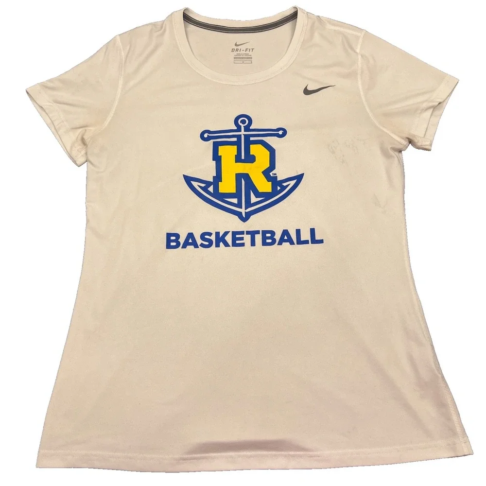 Nike Rollins College Tars Basketball T Shirt Ladies Large Dri-Fit White Tee